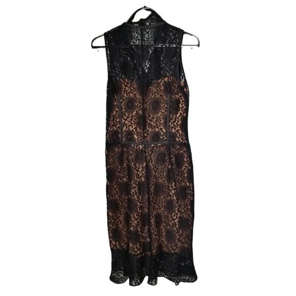 NEW Laundry Shelli Segal Black Illusion Lace Sheath Cocktail Dress 8 Sty… - Picture 1 of 12
